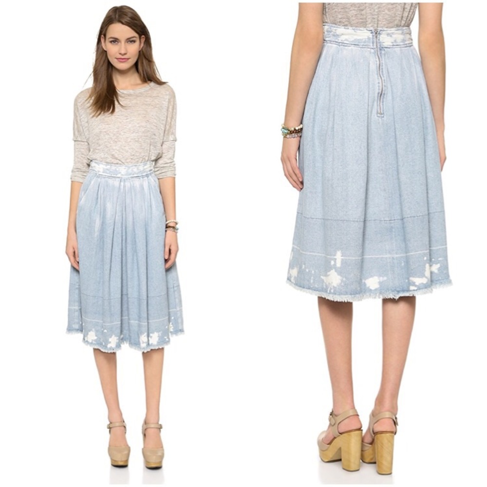 Rachel Comey Midi Pleated Denim Skirt